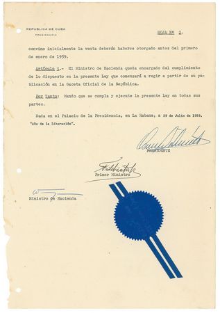 Lot #168 Fidel Castro Signed Document - Image 3