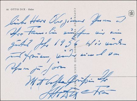 Lot #479 Otto Dix Handwritten Letter Signed - Image 1