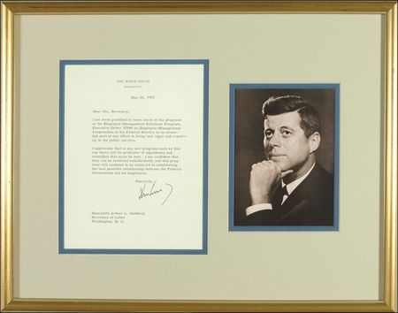 Lot #77 John F. Kennedy: Kennedy comments on his Executive Order which granted collective bargaining to federal workers - Image 1