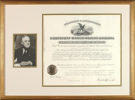 Lot #113 Franklin D. Roosevelt Signed Document - Image 1