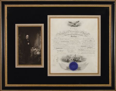 Lot #54 U. S. Grant: Grant appoints Seaton Schroeder as an Ensign in the Navy, beginning an illustrious naval career - Image 1