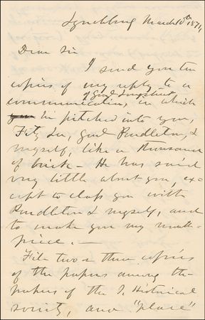 Lot #344 Jubal Early: Confederate controversy continues: Early takes on Longstreet and mentions Fitz Lee, Pendleton, Beauregard, and Sherman - Image 1