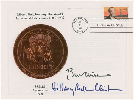 Lot #28 Bill and Hillary Clinton First Day Cover