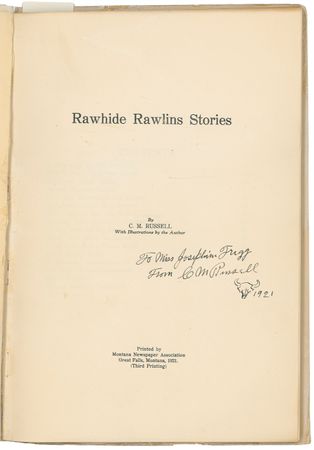 Lot #534 Charles M. Russell: Inscribed with an original sketch - Image 1