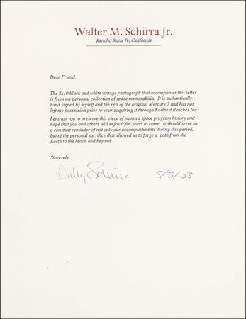 Lot #434 Mercury 7: SEVEN ON EARTH: Superlative MERCURY 7 signed photo from the collection of WALLY SCHIRRA - Image 2