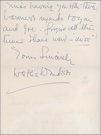 Lot #331 Duchess of Windsor Handwritten Letter Signed - Image 3