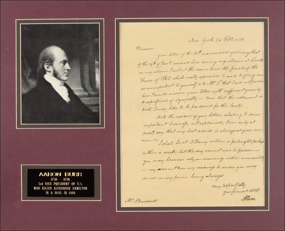 Aaron Burr Signed Letter | RR Auction