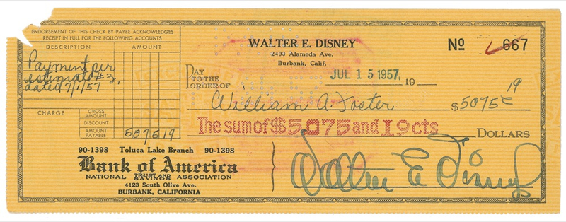 Lot 626 Walt Disney Check