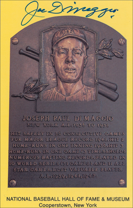 Lot 1460 Joe DiMaggio Hall Of Fame Card