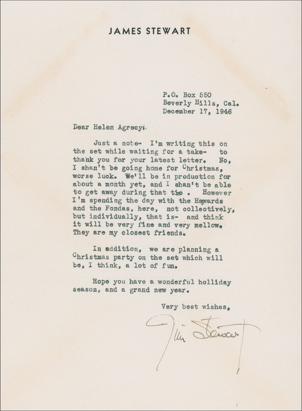 Lot 1345 James Stewart Typed Letter Signed