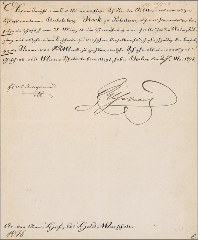 Lot 341 Wilhelm I Signed Document