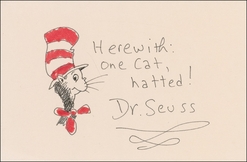 Lot 585 Dr. Seuss: “One cat, hatted!”