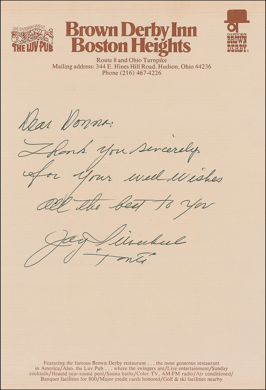 Lot 1332 Jay Silverheels Typed Letter Signed