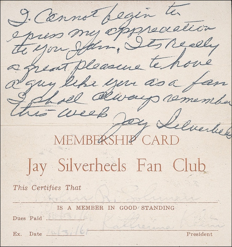 Lot 1333 Jay Silverheels: “A great pleasure to have a guy like you as a fan”