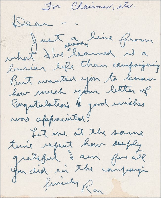 Lot 125 Ronald Reagan Handwritten Letter Signed