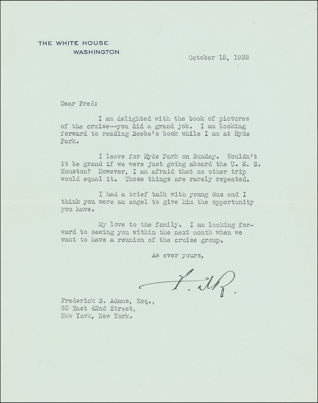 Lot 135 Franklin D. Roosevelt Typed Letter Signed