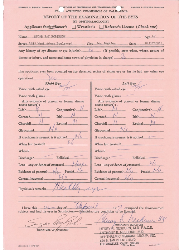 Lot 1550 Sugar Ray Robinson Signed Document
