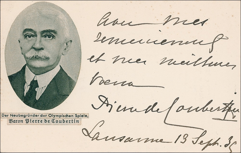 Lot 1458 Pierre de Coubertin Signature