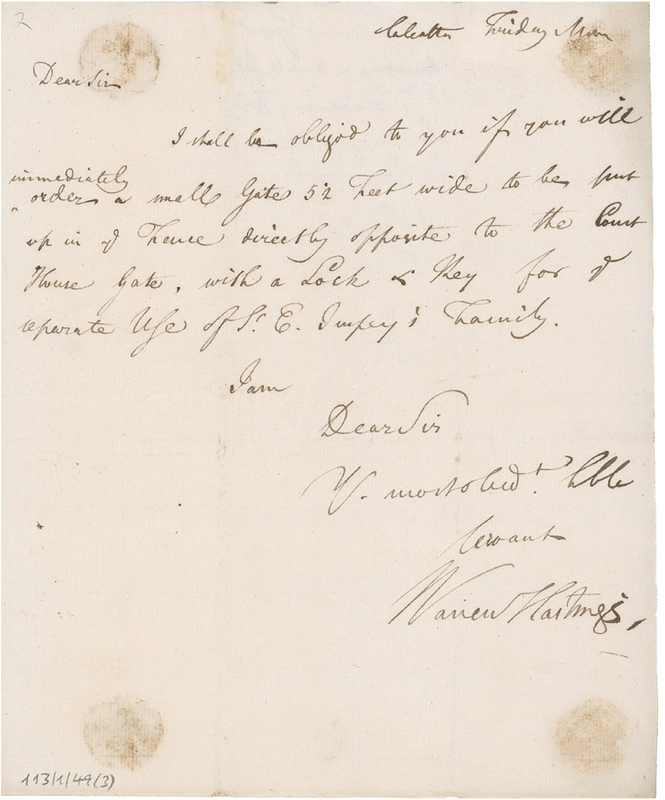 Lot 242 Warren Hastings Handwritten Letter Signed