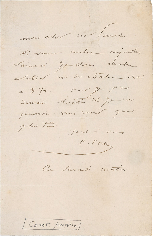 Lot 487 Camille Corot Handwritten Letter Signed