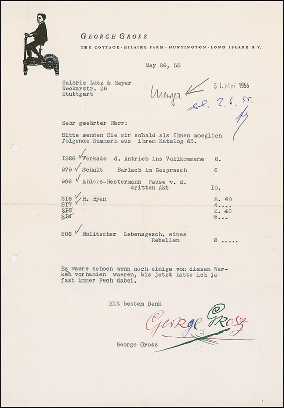 Lot 512 George Grosz Typed Letter Signed