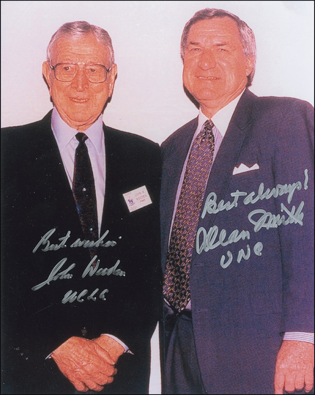Lot 1590 John Wooden and Dean Smith Signed Photograph