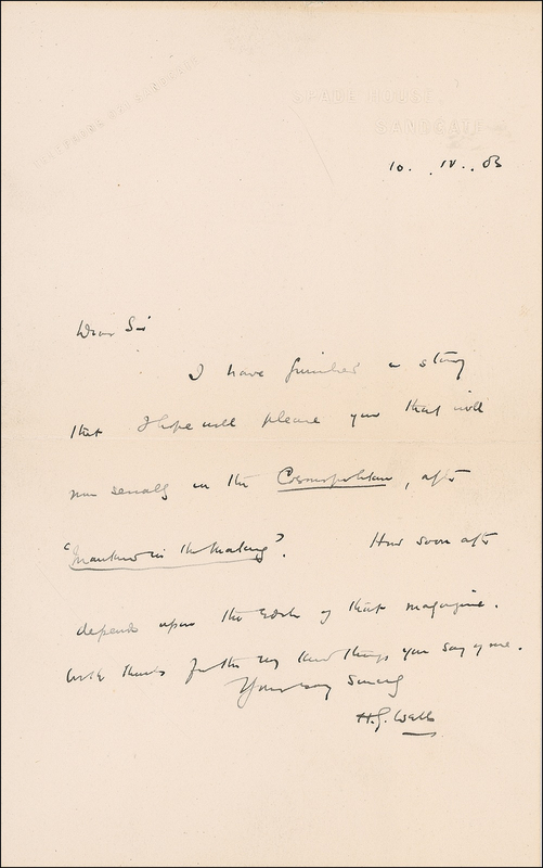 Lot 612 H. G. Wells Handwritten Letter Signed