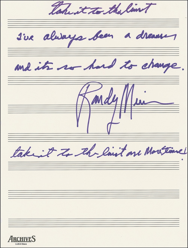 Lot 742 The Eagles: Randy Meisner Handwritten Lyrics