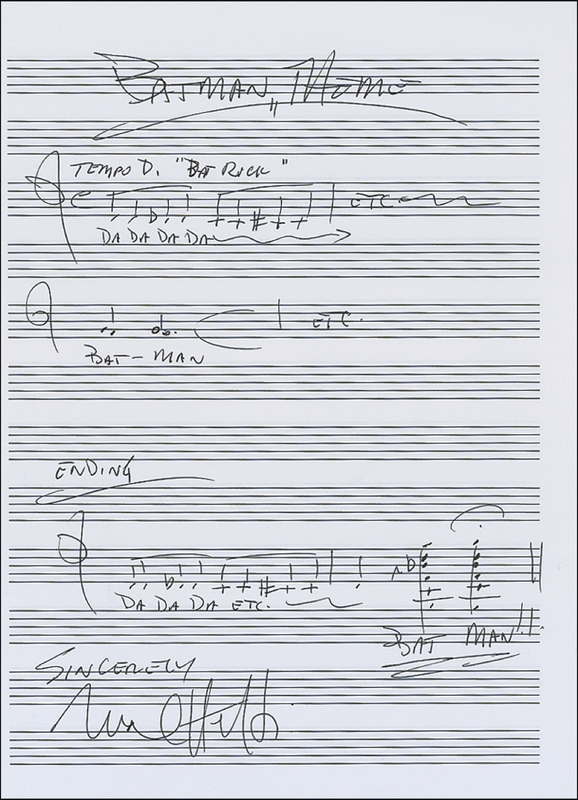 Lot 667 Batman: Neal Hefti Signed Musical Quote