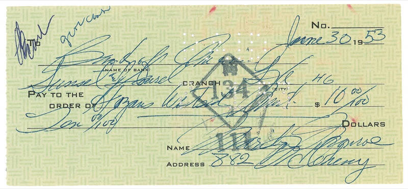 Lot 1235 Marilyn Monroe Check