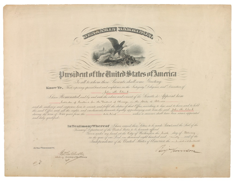 Lot 73 Benjamin Harrison Signed Document