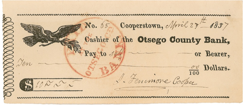 Lot 486 James Fenimore Cooper Check
