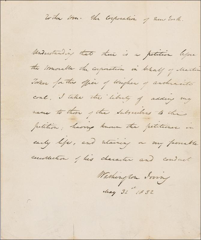 Lot 526 Washington Irving Handwritten Letter Signed