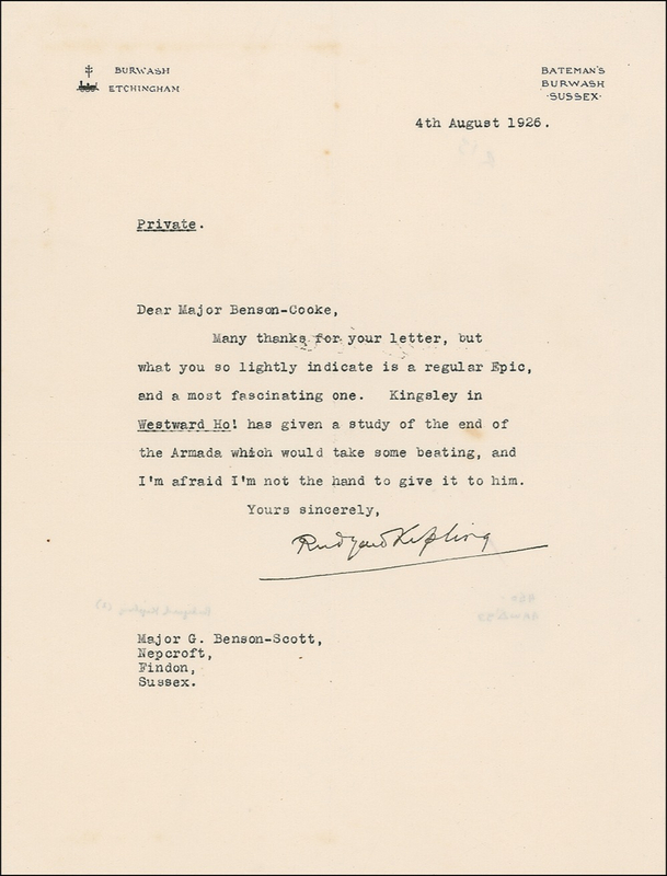 Lot 530 Rudyard Kipling: Critical of Westward, Ho!