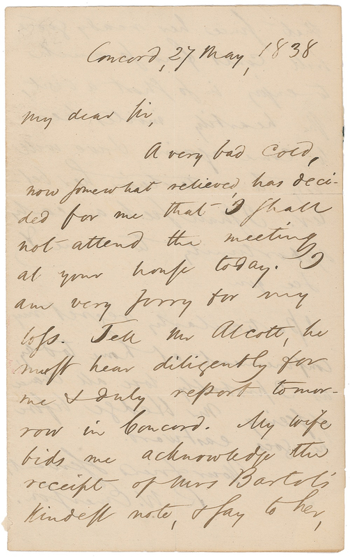 Lot 505 Ralph Waldo Emerson: Writing to a close friend months before his famous “Divinity School Address”