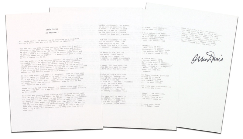 Lot 1051 Ossie Davis Souvenir Typescript