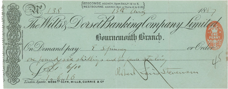 Lot 596 Robert Louis Stevenson Check