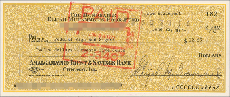 Lot 286 Elijah Muhammad Check