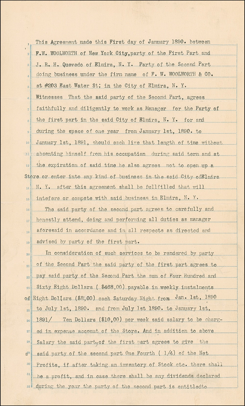 Lot 347 Frank W. Woolworth Signed Document