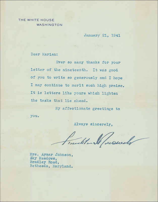 Lot 136 Franklin D. Roosevelt Typed Letter Signed