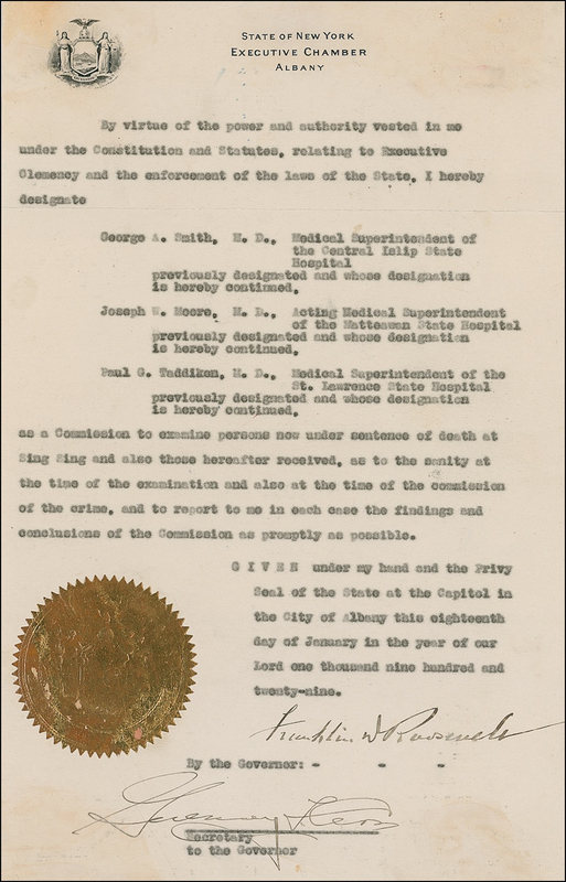 Lot 138 Franklin D. Roosevelt Signed Document