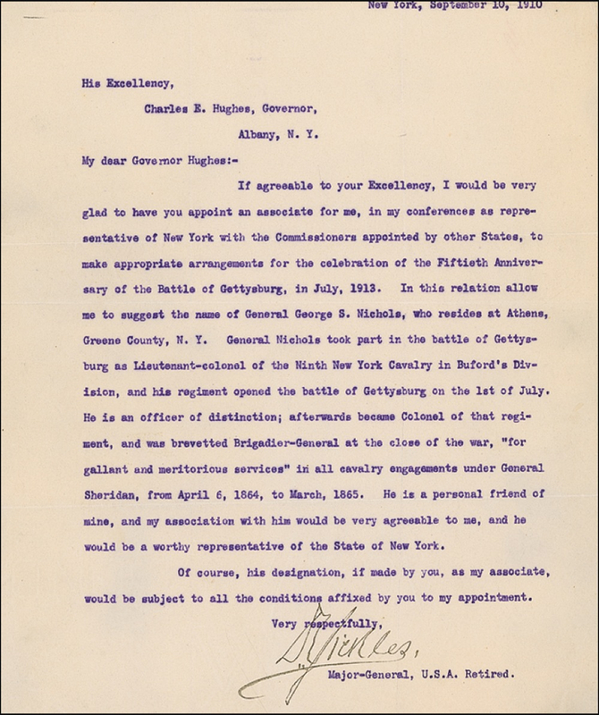 Lot 394 Daniel E. Sickles: He was there: ?The Fiftieth Anniversary of the Battle of Gettysburg?