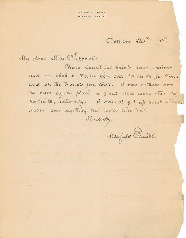 Lot 568 Maxfield Parrish Handwritten Letter Signed