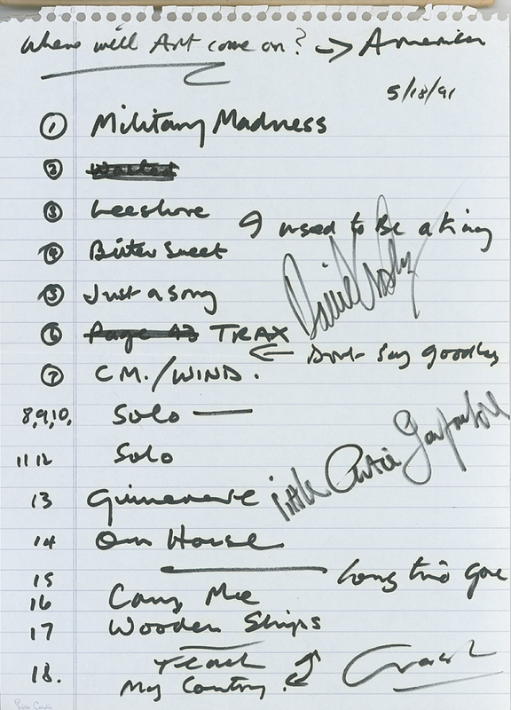 Lot 823 Graham Nash Set List