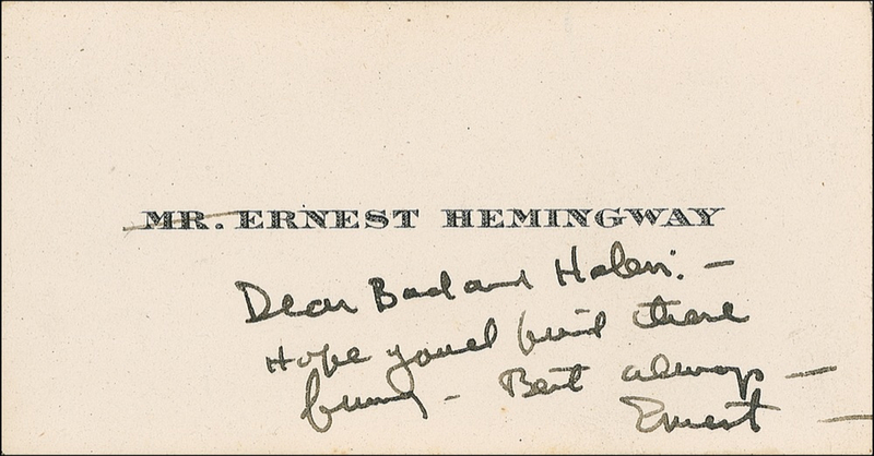 Lot 519 Ernest Hemingway Note On Calling Card