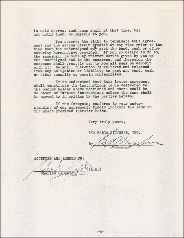 Lot 1186 Charles Laughton Signed Document