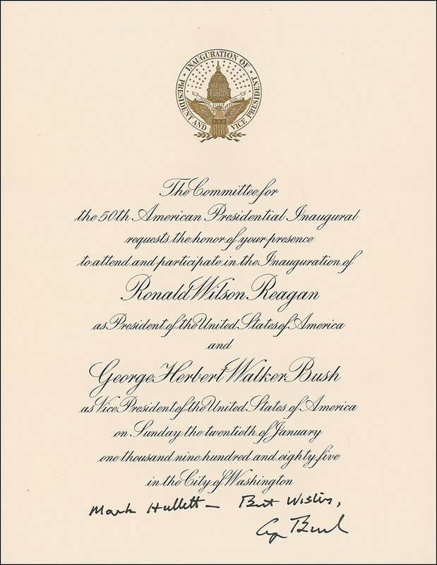 Lot 20 George Bush Inaugural Invitation