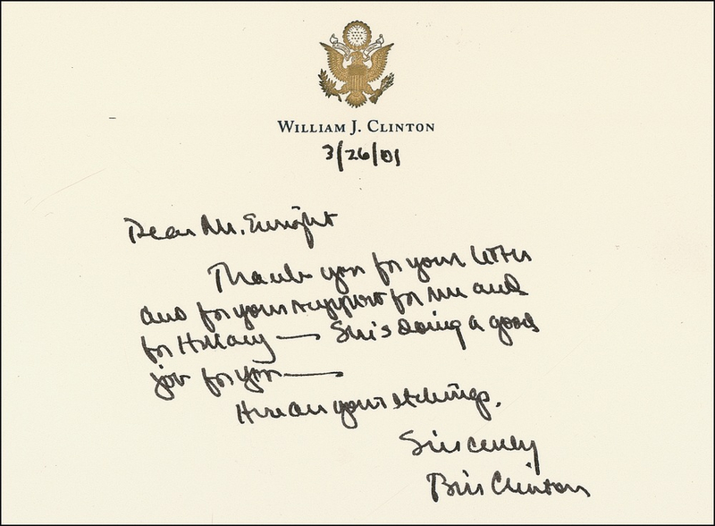 Lot 34 Bill Clinton Handwritten Letter Signed