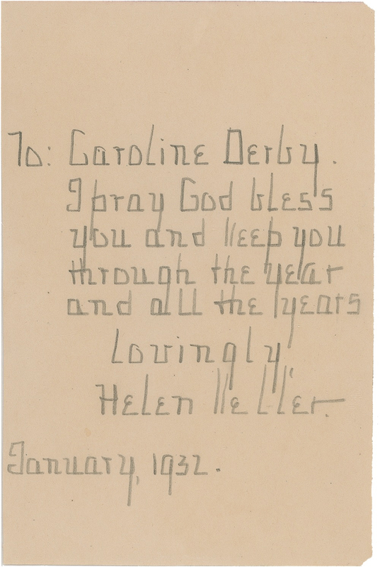 Lot 260 Helen Keller: “I pray God bless you and keep you through the year”