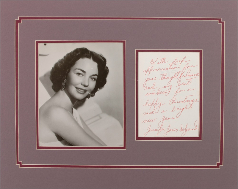 Lot 1157 Jennifer Jones Signed Note
